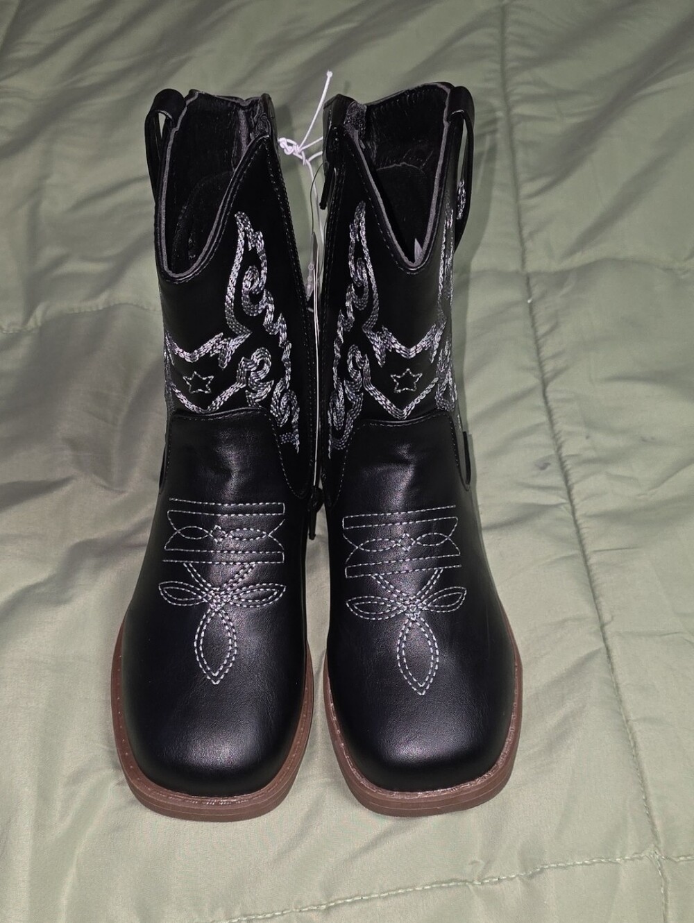 Pawz Little and Big Boys Cowboy Western Black Boots